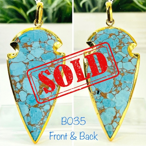 🌻 Last One…Faux Copper Turquoise Arrowhead Pendant - Picture 11 of 12